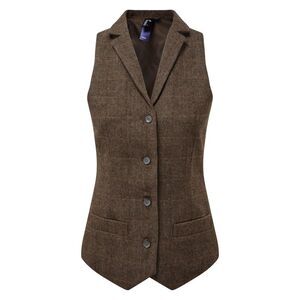 Premier Womens/Ladies Herringbone Waistcoat / Brown Check